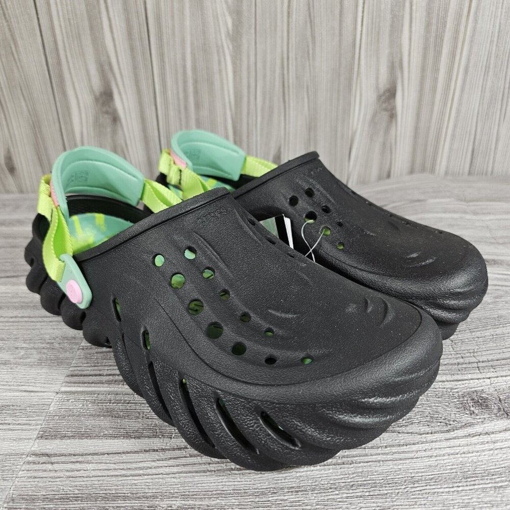 Crocs Echo Clog Shoes Spring Break Edition Black/Multicolored - Men's Size13 NEW